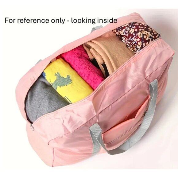 Hello Kitty Large Foldable Black Travel Bag Pink Bow Carry-On Duffle Handbag - Picture 3 of 3